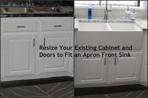 My So-Called DIY Blog: Resize Your Existing Cabinet and Doors to Fit an Apron Front Sink Cabinet Door Makeover, Farmhouse Interior Doors, Kitchen Sink Diy, Farmhouse Sink Installation, Apron Front Kitchen Sink, Apron Front Sink, Apron Sink, Dining Cabinet, Cabinet Remodel