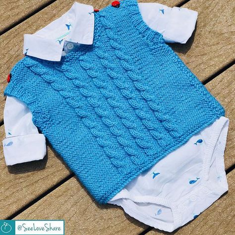 Diy Crochet Sweater, Knit Vest Pattern Free, Vest Knitting Pattern, Cable Knit Sweater Vest, Vest Pattern Free, Crochet Baby Sweater, Baby Boy Knitting Patterns, Baby Sweater Patterns, Knit Vest Pattern