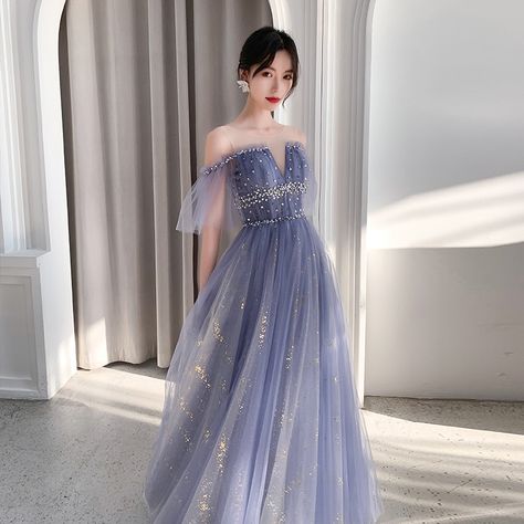 Gaun Koktail, Blue Tulle Dress, Prom Dress Blue, Blue Evening Dress, Tulle Long Prom Dress, 파티 드레스, Blue Evening Dresses, Graduation Dresses, Blue Tulle