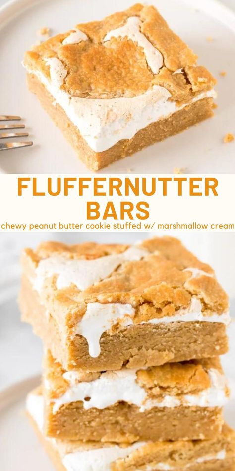 Recipes With Marshmallow Fluff Simple, Peanut Butter Marshmallow Recipe, Peanut Butter Marshmallow Brownies, Peanut Butter Cookie Dough Bars, Peanut Butter Fluffernutter Cookies, Fluffanutter Bars, Flutter Nutter Bars, What Can You Make With Marshmallow Fluff, Fluffer Nutter Bars