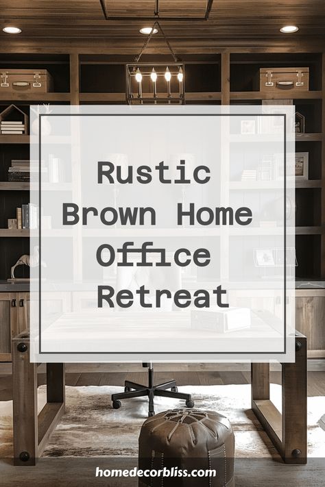 Rustic Brown Home Office Retreat Rustic Home Office Ideas, Brown Home Office, Rustic Color Schemes, Retreat Design, Office Room Design, Rustic Home Offices, Room Concept, Serene Environment, Rustic Home Interiors