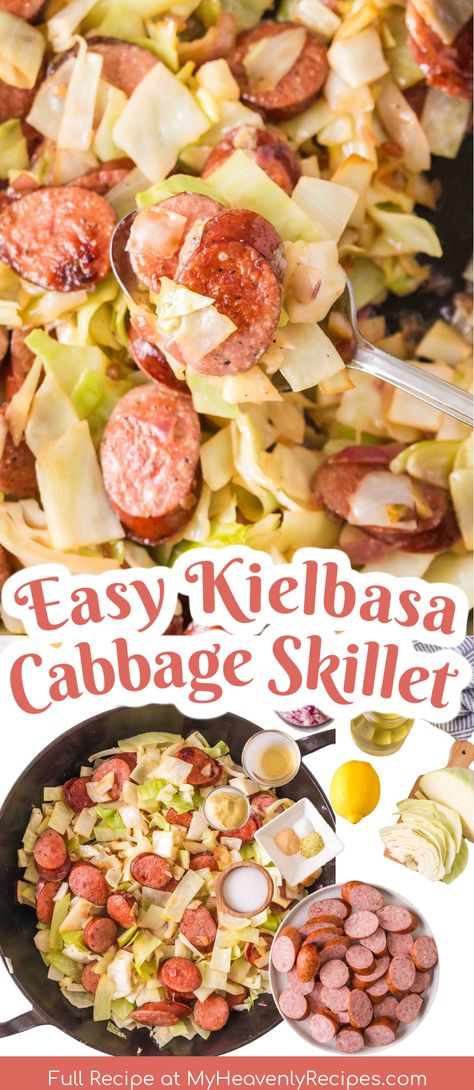 kielbasa and cabbage Sausage And Cabbage Skillet, Health Vibes, Sausage Cabbage, Sausage And Cabbage, Cabbage Skillet, Cabbage Dishes, Kielbasa And Cabbage, Autumn Foods, Diner Menu