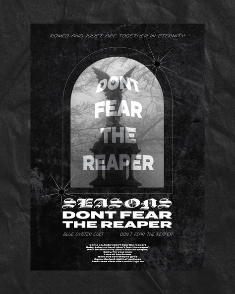 (don’t fear) the reaper typography poster from last trimester 💫 - #graphicdesign #design #art #graphicdesigner #illustration #freelance #logo #designer #graphic #digitalart #photoshop #artwork #illustrator #creative #artist #logodesigner #graphics #typography #marketing #collarts #drawing #logodesign #queerdesign #webdesign #designinspiration #brand #adobe #logodesigns #melbournegraphicdesign Logo Designer Graphic, Don't Fear The Reaper, Blue Oyster Cult, The Reaper, Photoshop Artwork, Graphic Poster Art, Logo Designer, Freelance Logo, Man In Love