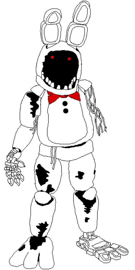 Pixilart - Withered Bonnie by EvetheProtogen Fnaf Bonnie Drawing, Bonnie Drawing Fnaf, Golden Freddy Drawing, Security Breach Coloring Pages, Bonnie Drawing, Freddy Drawing, Coloring Pages Scary, Drawings To Trace, Withered Bonnie