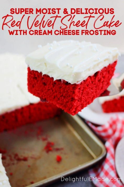 Red Velvet Texas Sheet Cake, Red Velvet Sheet Cake Recipe, Big Red Cake, Red Velvet Sheet Cake, Red Velvet Cake Recipe Easy, Homemade Red Velvet Cake, Easy Red Velvet Cake, Cake Cream Cheese Frosting, Velvet Recipes