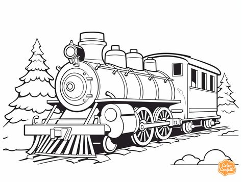 illustration of Festive Christmas train Polar Express Coloring Pages, Christmas Toy Train, Train Coloring Pages, Mandala Turtle, Aries Tattoo, Christmas Train, Diy Christmas Cards, All Aboard, Fantasy Fairy