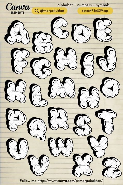 Bubble balloon alphabet letters, numbers and symbols. Canva elements keyword Font fonts #font #fonts 4.94 H Font Letter Design, Puffy Font, Bubble Fonts Alphabet Graffiti, Canva Letters, Drawing Alphabet, Font Wallpaper, Balloon Alphabet, Jersey Font, Canva Codes