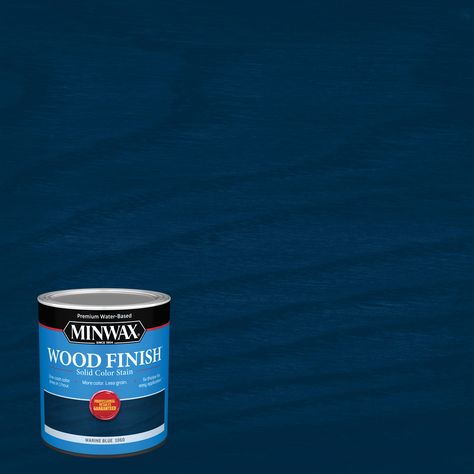 Minwax Wood Finish Solid Color Stain is a penetrating, water-based stain that opens up a world of possibilities in just one wood-grain-hiding coat. Ideal for small projects, unfinished furniture, cabinets, doors and trim. Minwax Wood Finish Water-based Marine Blue Solid Interior Stain (1-quart) | 108810000 Oak Cabinets Stained, Doors And Trim, Solid Stain Colors, Cabinets Doors, Unfinished Furniture, Staining Cabinets, Blue Gel, Water Based Stain, Gel Stain