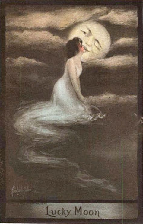 postcard sweethearts | Lucky Moon. Postcard, 1909. My Sweetheart is the Man In The Moon..Jan ... A Woman, Moon, Water