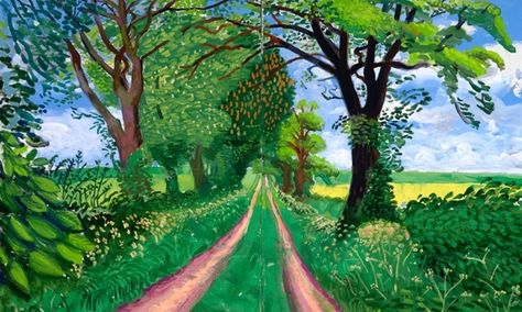 A detail from David Hockney's Late Spring Tunnel, May, 2006 – oil on canvas. Landscape Drawing For Kids, David Hockney Landscapes, David Hockney Paintings, David Hockney Art, James Rosenquist, Claes Oldenburg, Pop Art Movement, Jasper Johns, Royal Academy Of Arts