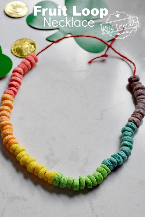 Noah's Ark Lesson, Fruit Loop Necklace, Noahs Ark Craft, Ark Craft, Fun Activity For Kids, Make A Rainbow, St Patricks Day Crafts For Kids, Loop Necklace, Rainbow Fruit