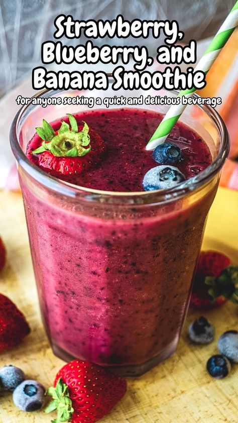 Discover a refreshing Strawberry, Blueberry, and Banana Smoothie enriched with chia seeds for a nutritious, delicious boost to your day! Blueberry And Banana Smoothie, Chia Seed Smoothie Recipes, Smoothie With Chia Seeds, Strawberry Blueberry Smoothie, Chia Smoothie, Chia Seed Smoothie, Healthy Fruit Smoothies, Fruit Smoothie Recipes Healthy, Kiwi Smoothie