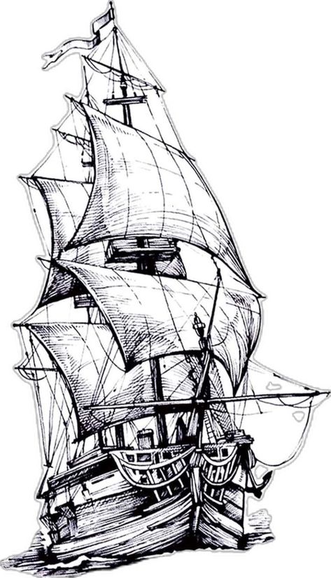 Ship Sketch, Sailboat Tattoo, 3d Pencil Drawings, Marine Painter, Sail Ship, Pirate Tattoo, Bengali Art, Boat Drawing, Grey Scale