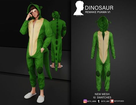 Sims 4 Dinosaur, Pajama Onesie, Los Sims 4 Mods, Halloween City, Materi Bahasa Jepang, Dinosaur Outfit, Dinosaur Pajamas, Sims 4 Expansions, Ts4 Cc