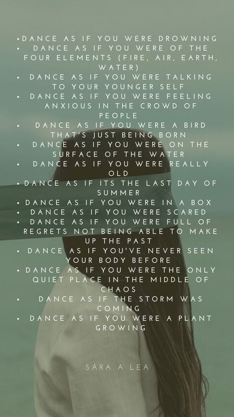 Dance improv prompts to help you discover you movement a little bit more Dance Stimulus Ideas, Dance Improvisation Prompts, Contemporary Dance Quotes, Improv Dance Prompts, Improv Dance Tips, Dance Improv Prompts, Dance Improv Tips, Competive Dance, Dance Prompts