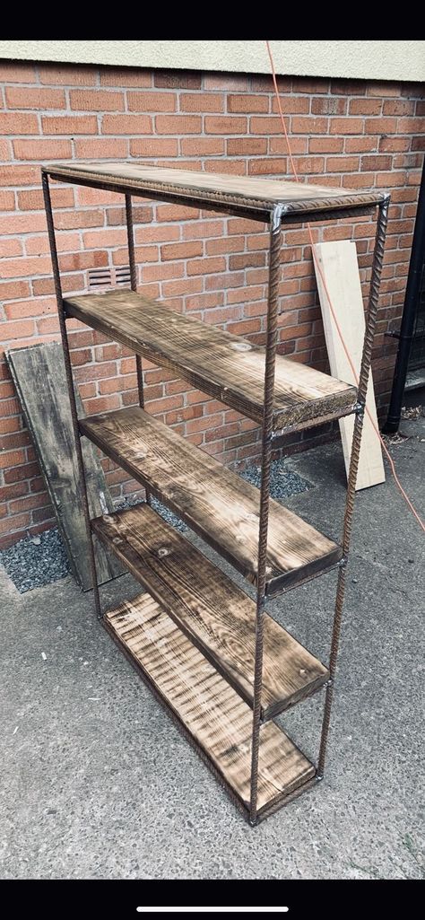 Wood And Welding Projects, Steel Rebar Furniture, Welding Projects Rebar, Rebar Furniture Rustic Industrial, Welded House Decor, Rebar Furniture Ideas, Welding Projects Furniture, Welded Projects Ideas, Rebar Decor Ideas