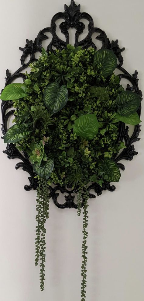 Goth Jungle Aesthetic, Whimsigoth Bathroom Aesthetic, Botanical Goth Home, Gothic Home And Garden, Gothic Cubicle Decor, Gothic Porch Decor, Green Gothic Decor, Dark Botanical Decor, Goth Spring Decor