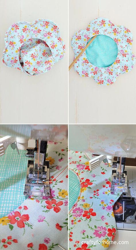 Flower-Shaped Fabric Coasters: Easy Tutorial | Crafty For Home Charm Pack Quilts, Flower Coasters, Quilted Coasters, Making Fabric Flowers, Mug Rug Patterns, Sewing To Sell, Scrap Fabric Projects, Sewing Machine Basics, Placemats Patterns