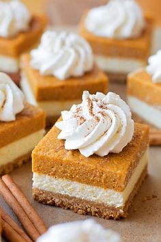 Layered Pumpkin Pie Cheesecake Bars - Life Made Simple Pumpkin Pie Cheesecake Bars, Just Pies, Pumpkin Cheesecake Bars, Pie Bar Recipes, No Bake Pumpkin Cheesecake, Pumpkin Pie Cheesecake, Pumpkin Cheesecake Recipes, Pie Cheesecake, Pumpkin Pie Bars