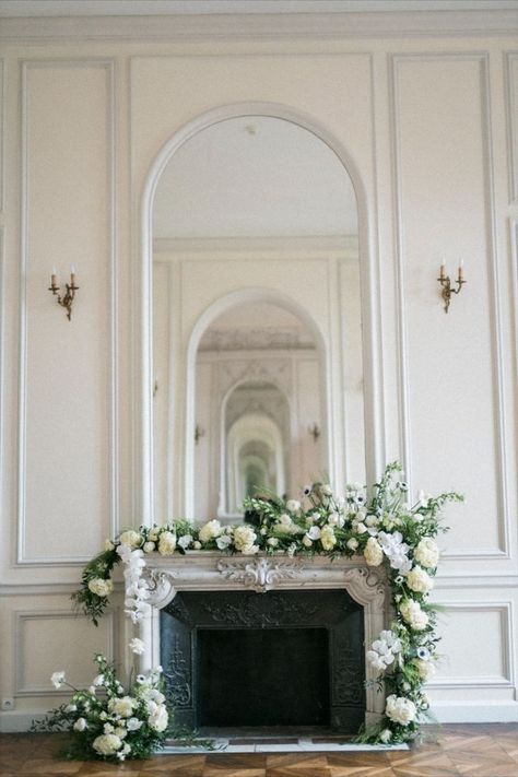 #ad #Frenchdestinationwedding #destinationweddingpackage #allinclusiveweddingpackage #elopementpackage #microwedding #Frenchmicrowedding #destinationwedding #destination #destinationmicrowedding Nikkah Aesthetic, Fireplace Florals, Floral Fireplace, Wedding Mantle, Wedding Business Ideas, All Inclusive Wedding Packages, Photo Room, Fresh Flower Bouquets, Modern French