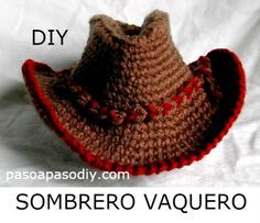 Sombrero vaquero tejido a crochet Crochet Cowboy Hat Pattern, Crochet Boots Free Pattern, Crochet Baby Boots Free Pattern, Crochet Cowboy Hat, Crochet Cowboy Hats, Cowboy Hat Pattern, Crochet Patterns Baby Boy, Crochet Character Hats, Accessoires Barbie