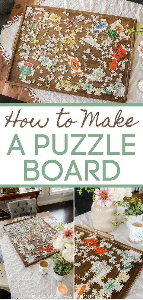 How To Make A Puzzle Board, Diy Puzzle Board, Make A Puzzle, Puzzle Organization, Jigsaw Puzzle Table, 2000 Piece Puzzle, Puzzle Storage, Diy Puzzle, Puzzle Table