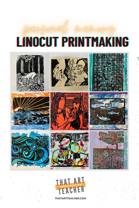 Linocut Lesson High School, Printmaking Lessons High School, High School Printmaking Projects, Printmaking High School, Linoleum Printmaking Ideas, Advanced Art Projects High School, Final Art Project Ideas, Linocut Art Ideas, Linoprint Ideas