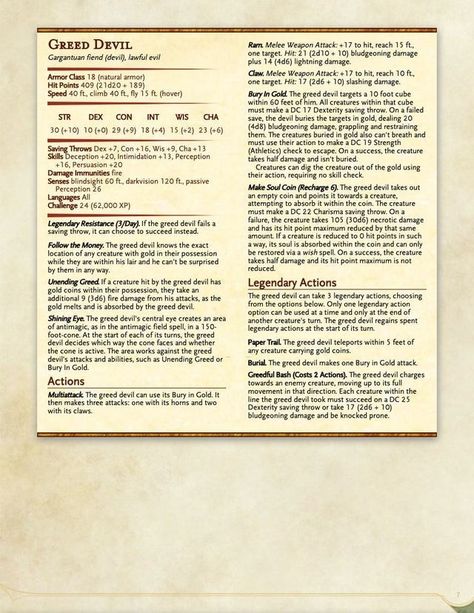 Dnd Seven Deadly Sins, Greed Demon, Dnd Bosses, Dnd Pirate, Dnd City, Rpg Creatures, Homebrew Monsters, Dnd Dm, Dnd Monster