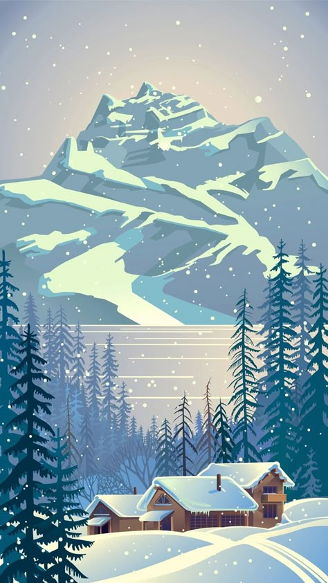 Trees Vector, Winter Drawings, Winter Illustration, Christmas Phone Wallpaper, Forest Illustration, Vector Images Illustrations, Forest Landscape, Landscape Illustration, Winter Forest