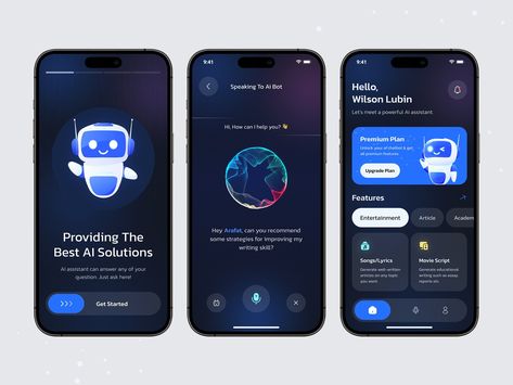 AI Chat Bot Mobile App - With Chat GPT designed by Mainul Islam Arafat. Connect with them on Dribbble; the global community for designers and creative professionals. Creative Mobile App Design, Chat Ui Design, App Design Profile, Chat App Ui, Presentations Ideas, Mobile Chat App, Best Ux Design, Chatbot App, Mobile App Inspiration