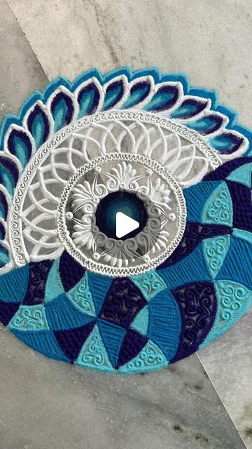 Blue Rangoli Designs, Rangoli Design Ideas For Diwali, Easy Mandala Rangoli, Rangoli Mandala Designs, Rangoli Designs Mandala, Blue Rangoli, Mandala Rangoli Designs, Easy Rangoli Ideas, New Rangoli Designs Creativity