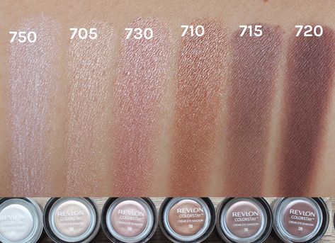 750 Vanilla, 705 Creme Brulee, 730 Praline, 710 Caramel, 715 Espresso, 720 Chocolate Revlon Cream Eyeshadow, Best Cream Eyeshadow, Cream Eyeshadow Palette, Creme Eyeshadow, Drugstore Eyeshadow, Revlon Color, Best Eyeshadow, Beauty Finds, Revlon Colorstay