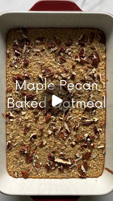 Seanna Thomas | Food & Nutrition Consultant on Instagram: "Maple Pecan Baked Oatmeal

This baked oatmeal is awesome for so many reasons! 

One being there is a lot of protein in here-from the eggs, skim milk powder, buttermilk, pecans, and more!

It’s also great for meal prep. You can make this ahead of time and bake it in the morning OR bake it whenever and have tons to pack for a quick breakfast.

It’s sweet, it’s delicious, and it will keep you full until lunch. Yum!

Ingredients:
3 cups rolled oats
2 tsp baking powder
1/2 cup skim milk powder
1 tsp cinnamon
2 eggs
1/4 cup maple syrup
1 tsp vanilla
1 smushed banana
1/2 cup plain greek yogurt
1 1/4 cups buttermilk
1/4 cup pecans, chopped

Directions:

Preheat oven to 375.

Mix together oats, baking powder, skim milk powder, and cinnamon. Pecan Baked Oatmeal, Nutrition Consultant, Maple Pecan, Food Nutrition, Skim Milk, Milk Powder, Baked Oatmeal, Plain Greek Yogurt, 2 Eggs