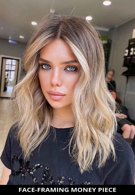 Cabelo Ombre Hair, Hair With Money Piece, Baylage Hair, Hair References, Money Piece, Dirty Blonde Hair, Vlasové Trendy, Haircuts For Wavy Hair, Blonde Hair Inspiration