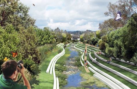 Wetland Landscape Design, River Landscape Design, Riverfront Design, Riverfront Landscape, Meguro River, Los Angeles River, River Design, Architectural Association, Urban Landscape Design