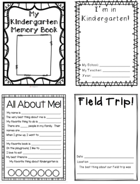 My Kindergarten Memory Book: 32 pages (blackline) to create a special treasure for students and their parents! $ Preschool Templates, Kindergarten Memory Book, Preschool Memory Book, Memory Book Kindergarten, Memory Book School, Kindergarten Portfolio, Kindergarten Books, Kindergarten Graduation, End Of School Year