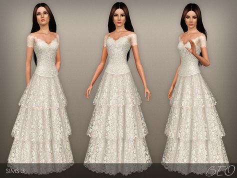 Lace wedding dress in vintage style. Presented in 1 variant. Recolorable. Enjoy! :) Found in TSR Category 'Sims 3 Female Clothing' Sims 3 Wedding Dress, Sims3 Cc Clothing Sims 3, Sims 3 Wedding, Sims Bathroom, Sims3 Cc, Sims 3 Cc Clothes, Sims 4 Wedding Dress, Ts3 Cc, Kawaii Clothes Goth