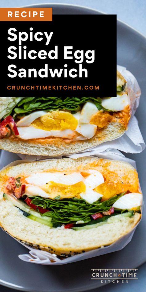 Spicy Sliced Egg Sandwiches Hard Boiled Egg Sandwich, Boiled Egg Sandwich, Easy Lunch Box Recipes, Best Bagels, Hard Boiled Egg, Egg Sandwich, Egg Salad Sandwiches, Egg Salad Recipe, Cucumber Recipes