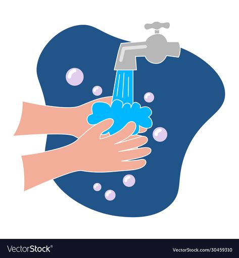 Hands Cartoon, Hands Vector, Washing Your Hands, Water Illustration, Washing Hands, Running Water, Cartoon Images, Wash Your Hands, Cartoon Illustration