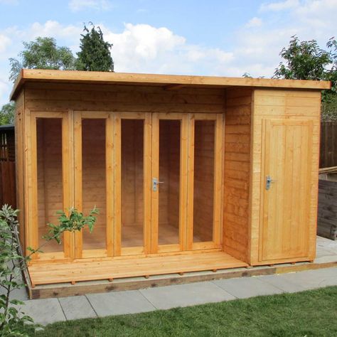 Wooden Summer House, Summer Room, Apex Roof, Garden Buildings, Garden Office, Tongue And Groove, Garden Structures, Ship Lap Walls, Bifold Doors