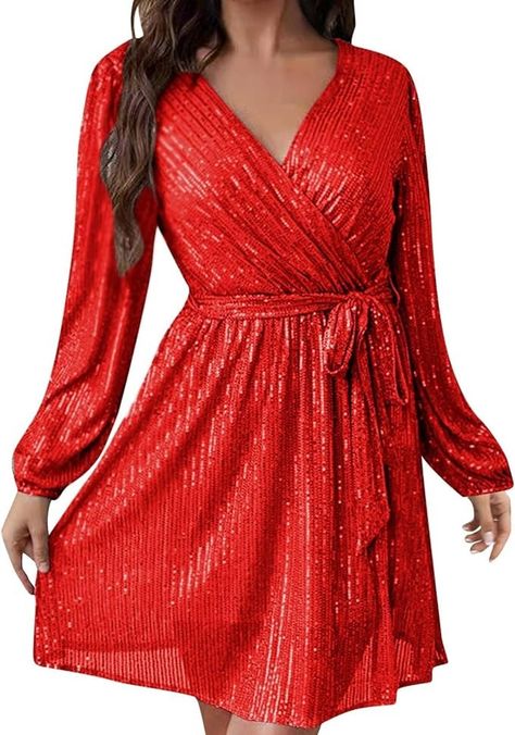 Amazon.com: Firzero Wedding Guest Dresses for Women Plus Size Sequin Lantern Sleeve Formal Dress Summer V Neck Long Sleeve Cocktail Dress : Clothing, Shoes & Jewelry Fancy Dress Costumes For Women, Medieval Costume Women, Wedding Guest Dresses For Women, Sleeve Formal Dress, Eras Outfit, Vintage Christmas Dress, Christmas Sweater Dress, Womens Winter Dresses, Plus Size Sequin