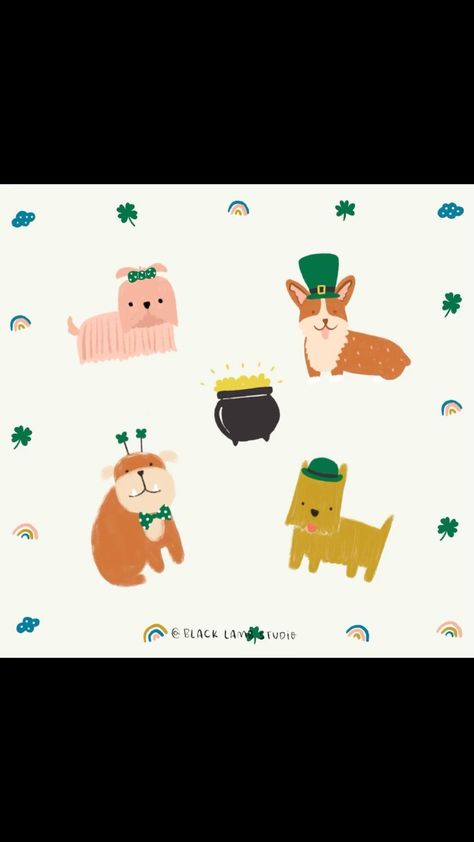 blacklambstudio on Instagram: 🌈Happy St Patricks Day!🍀 #stpatricksday #illustration #illustrationartist #dogillustration #doglover #patterndesign Happy St Patricks Day, Dog Illustration, Illustration Artists, St Patrick’s Day, St Patricks, St Patrick, St Patricks Day, Card Ideas, Greeting Card