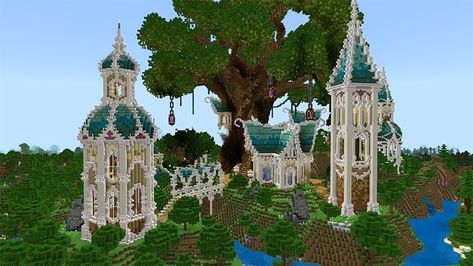 Elf House Minecraft, Minecraft Rivendell, Minecraft Ocean Builds, Minecraft Palace, Minecraft Castle Blueprints, Elf City, City Minecraft, Marketplace Minecraft, Elven City