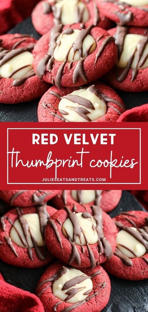 Cookies For Cookie Exchange, Thumbprint Cookies Christmas, Thumbprint Cookies With Icing, Best Thumbprint Cookies, Velvet Fudge, Cookies Thumbprint, Red Velvet Fudge, Chocolate Thumbprint Cookies, Meals Kids Love