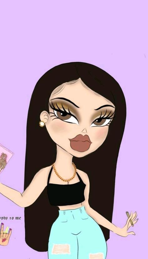 Bratz Fashion, Brat Doll, Canvas Drawing, Black Cartoon Characters, Creative Profile Picture, Cartoon Painting, Dope Cartoon Art, Grunge Art, Girls Cartoon