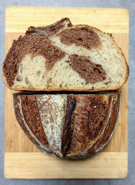 Sourdough Marbled Rye Bread Recipe, Cocoa Sourdough Bread, Marbled Rye Sourdough, Sourdough Marble Rye Bread Recipe, Marble Rye Sourdough, Marble Sourdough Bread, Recipes With Rye Flour, Bread Recipes Sourdough, Marble Rye Bread Recipe