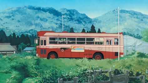 Bus Anime, Pan Background, Bus Cake, Studio Ghilbi, Animation References, Comics Illustration, Home Lock Screen, Only Yesterday, Presentation Backgrounds