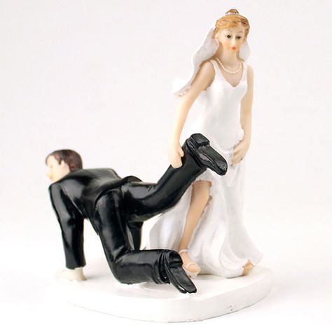 Comical-New-Couple-Figurine-Wedding-Cake-Topper-EWFT004 Fun Wedding Photo Ideas, Engagement Decoration, Bride And Groom Wedding Cake, Funny Cake Toppers, Hand Painted Cakes, Groom Wedding Cakes, Bridal Guide, Wedding Cake Decorations, Engagement Decorations