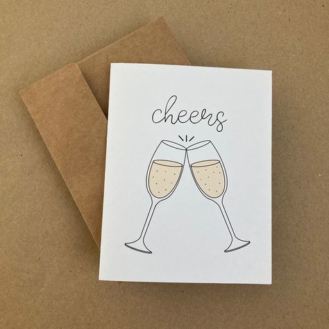 Cheers Congratulations Card Wedding Card Champagne | Etsy Wedding Card Homemade, Congrats Wedding Card, Cheers Painting, Champagne Glasses Clinking, Glasses Clinking, Congrats Cards, Wedding Message, Congratulation Cards, Congratulation Card