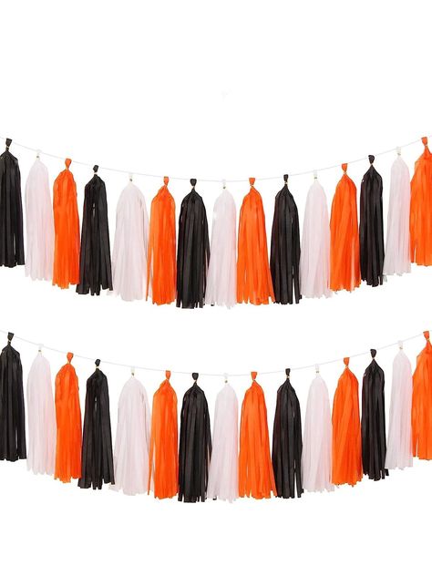 15PCS/Pack DIY HALLOWEEN Tassel Garland, Tissue Paper Tassels Banner For Wedding, Shower, First Birthday Party Decorations Home Decoration For Fall Party Theme Idea Halloween Harvest Thanksgiving Day,Christmas White    Paper     Event & Party Supplies, size features are:Bust: ,Length: ,Sleeve Length: Orange And Black Birthday Decorations, Party Decor For Adults, Paper Tassels, Tissue Paper Tassel Garland, Fall Party Decorations, Fall Party Themes, Tissue Paper Tassel, First Birthday Party Decorations, Harvest Thanksgiving